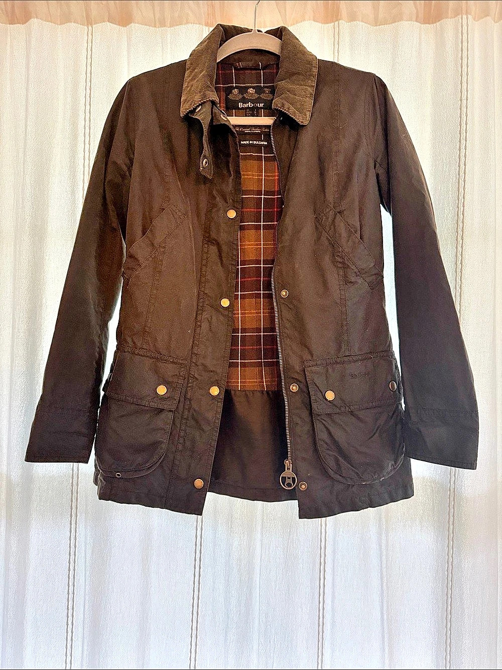 Barbour Beadnell Wax Jacket Women's Utility Jacket Brown Size 4